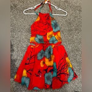 Halter floral summer dress with cutouts